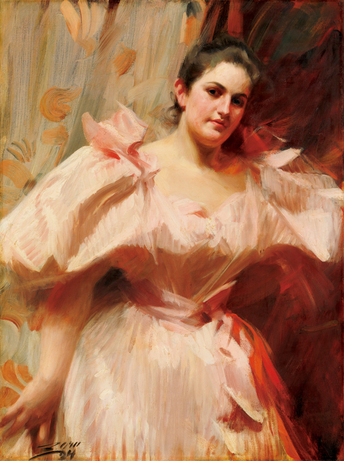  安德斯·莱奥纳德·佐恩 Anders Leonard Zorn —— 穿粉色连衣裙的女人